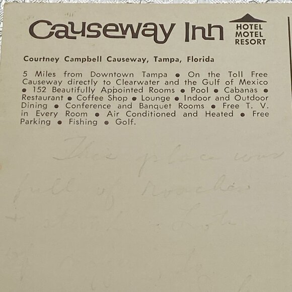 VTG Causeway Inn Postcard‎ Tampa Florida 1960s Hotel Resort Scenic Aerial View - Picture 3 of 6